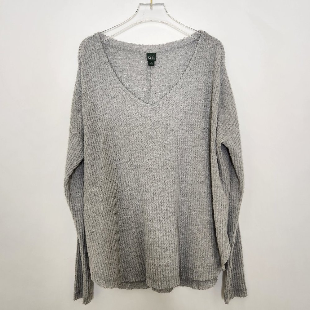 Wild Fable Soft Thermal Top XS Heather Gray V Neck Long Sleeve